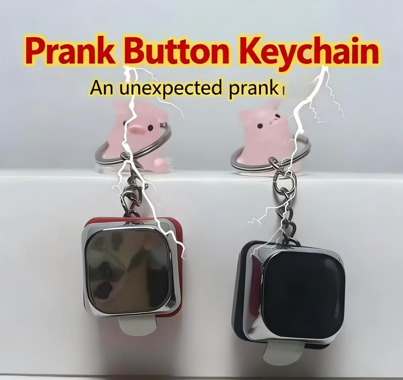 Prank Shock Button Keychain - Safe Low-Voltage Gadget for Parties Offices and Dormitories Fun Prank Toy Keychain