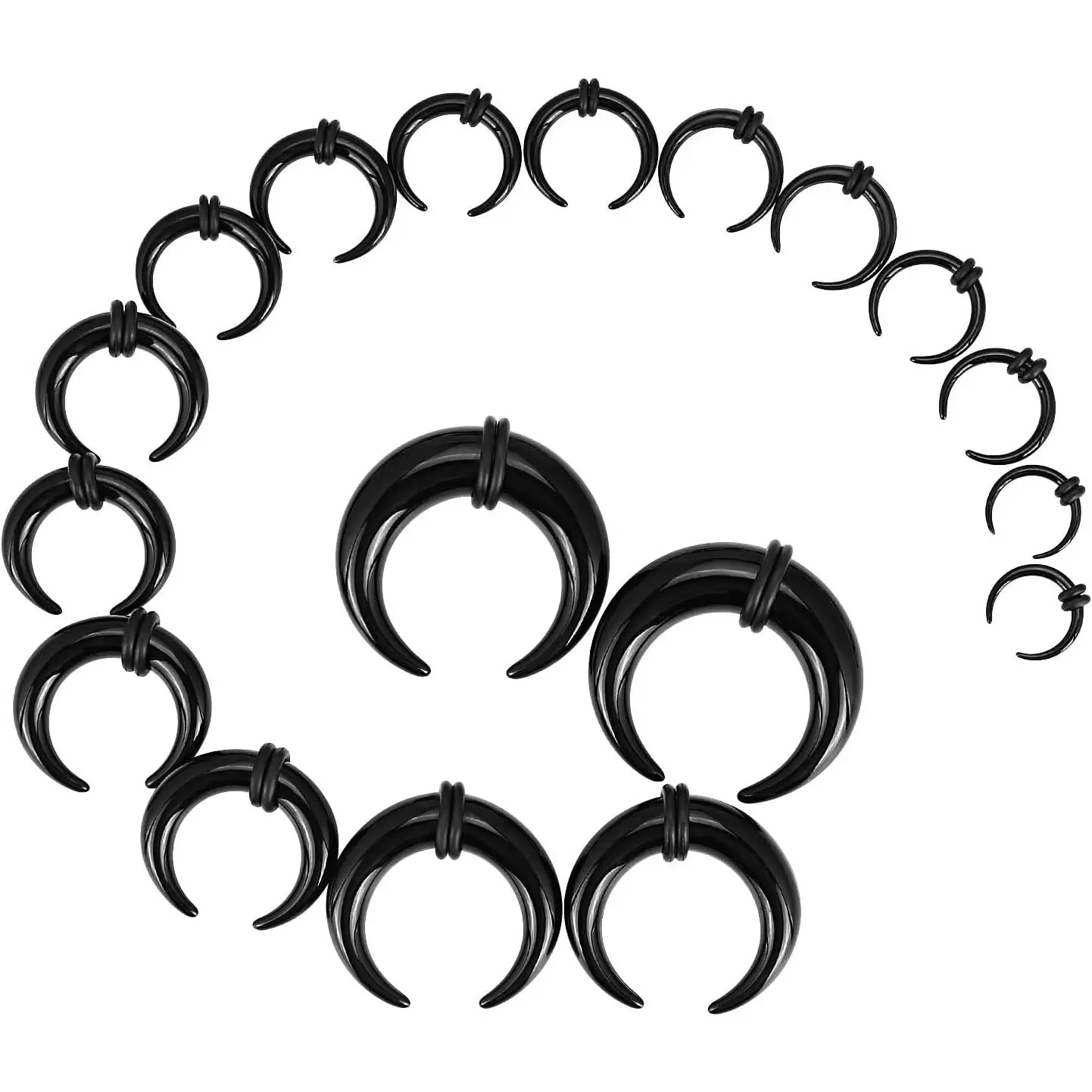 18 count  Septum Pincher Tapers C Shape Buffalo Ear Taper Kit Stretching Expander Rings for Nose Ear Gauges Size 14G 12G 10G 8G 6G 4G 2G 0G 00G