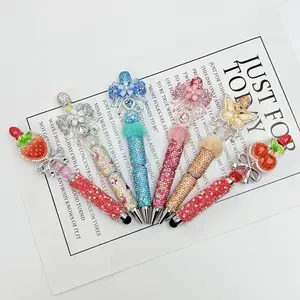 Charmsbeads Pen Pretty Shiny Special Handmade Craft with Glitter Beads and Heart Charm for Unique Writing,Summervibes