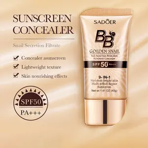 Trending Snail Sunscreen SPF 50+ BB Cream 40gHydrating Moisturizing Primer Foundation for FaceMakeup Hydrate