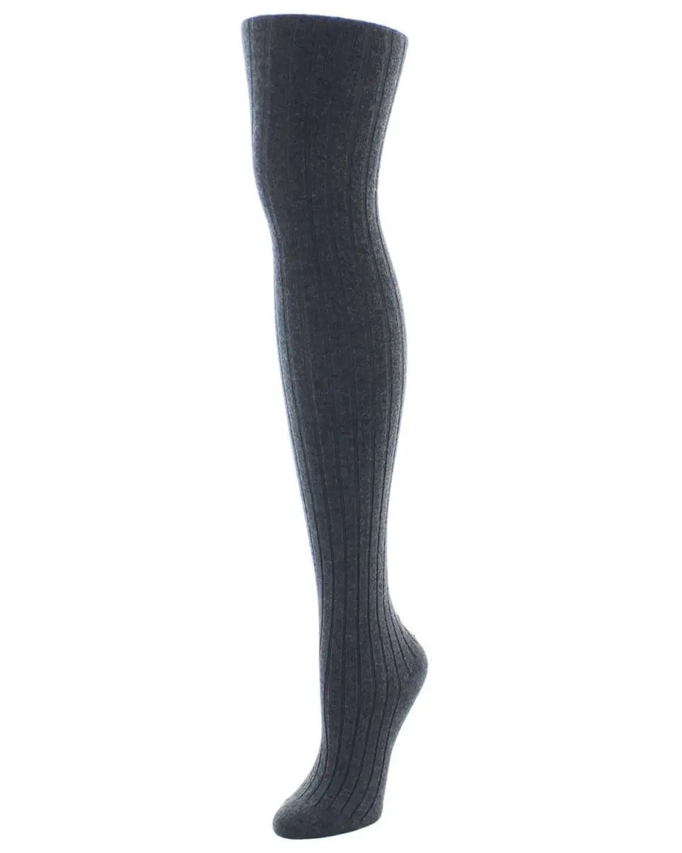 Natori Cashmere Blend Rib Knit Sweater Tights for Women - NTL-100-02306-S-M, Dark Gray Heather, Small-Medium, Spandex-Elastane Blend, All Day Wear, Cold Wash, Do Not Bleach, Womens, Mesh, Wide Ribbed Knit, Nylon, Tumble Dry, Soft Fabric Tights, Ribbed Pat