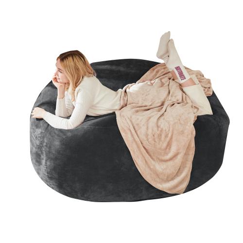 [Bellemave]4FT /5FT/6FT/ bean bag chair, memory foam filling, adult and teen bean bag chair, soft sofa with removable flannel cover, round sofa for living room, bedroom, college dorm