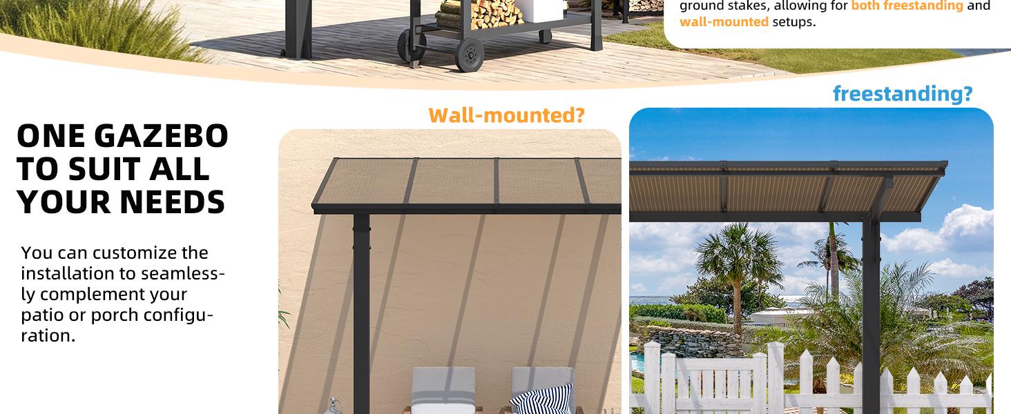 AECOJOY Gazebo Outdoor Pergola for Patio with Lean to Hard Top Grill, Clearance with Roof, Small Wall-Mounted Heavy Duty Awnings Adjustable Canopy AECOJOY Gazebo Outdoor Pergola for Patio with Lean to Hard Top Grill, Clearance with Roof, Small Wall-Mounted Heavy Duty Awnings Adjustable Canopy