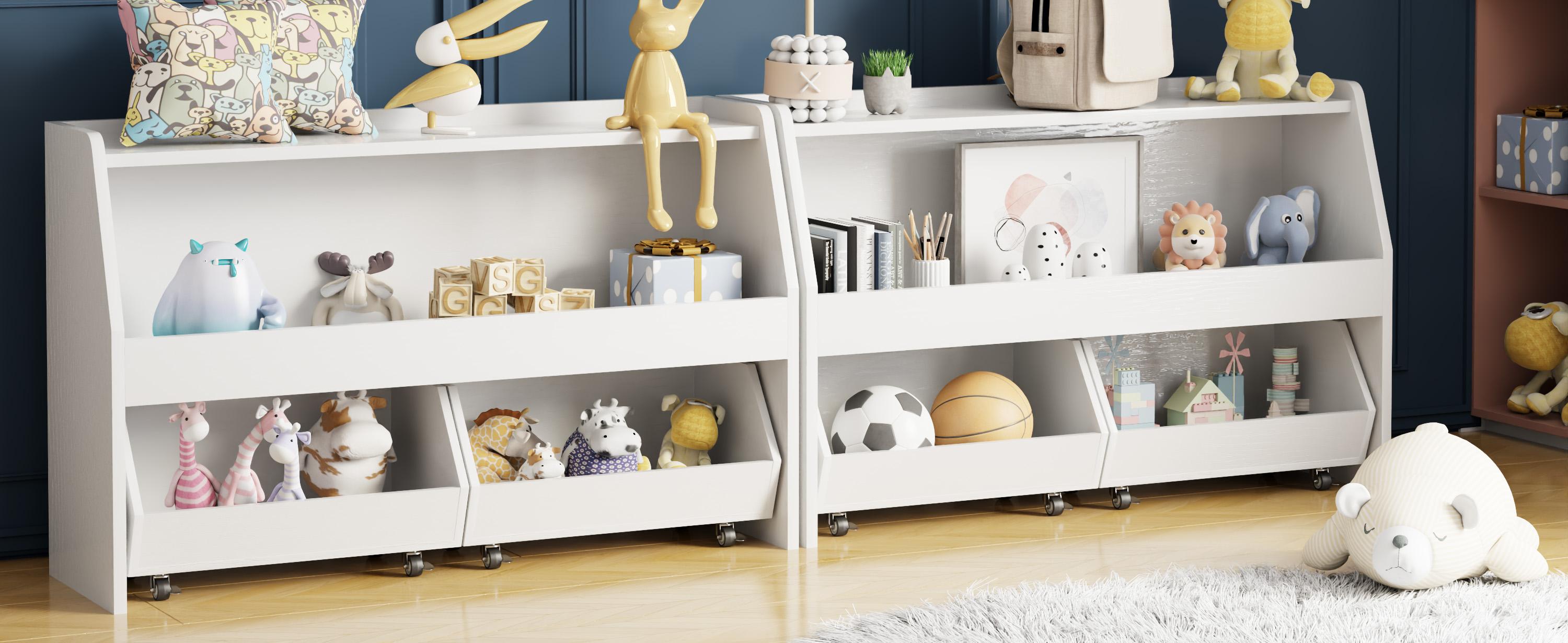 【TreasureFinds】COZPAW Toy Cabinet with Easy Mobility Wheels Organiser Racks - Multi-Layer Design, Smooth Mobility, Suitable for Storing Toys, Balls, and More