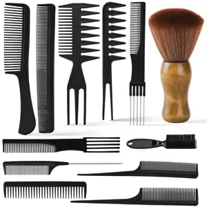 12PCS Hair Cutting Shaving Comb and Brush Set, Professional Barber Combs for Hair Stylist, Premium Grade Barber Brush Neck Duster, Fading Comb Barber Clipper