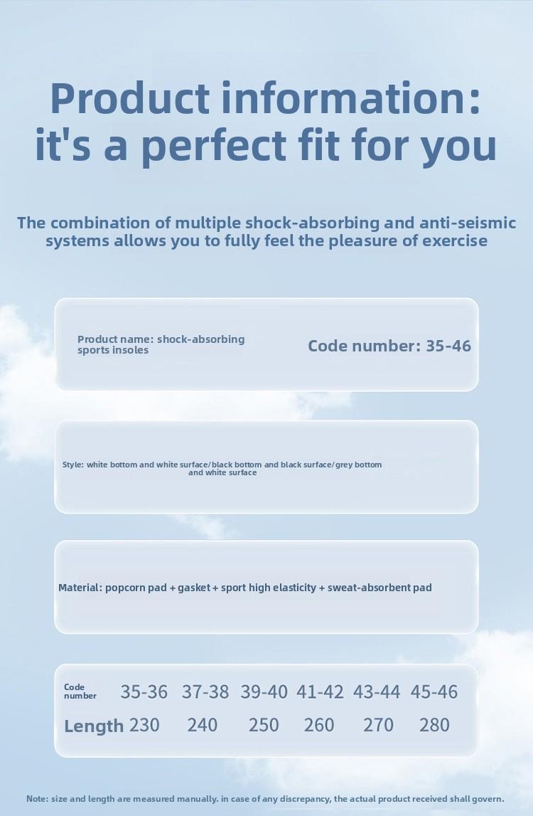 Popcorn EVA Sports Insoles |     High Elastic Shock Absorbing, Sweat-Wicking Deodorant