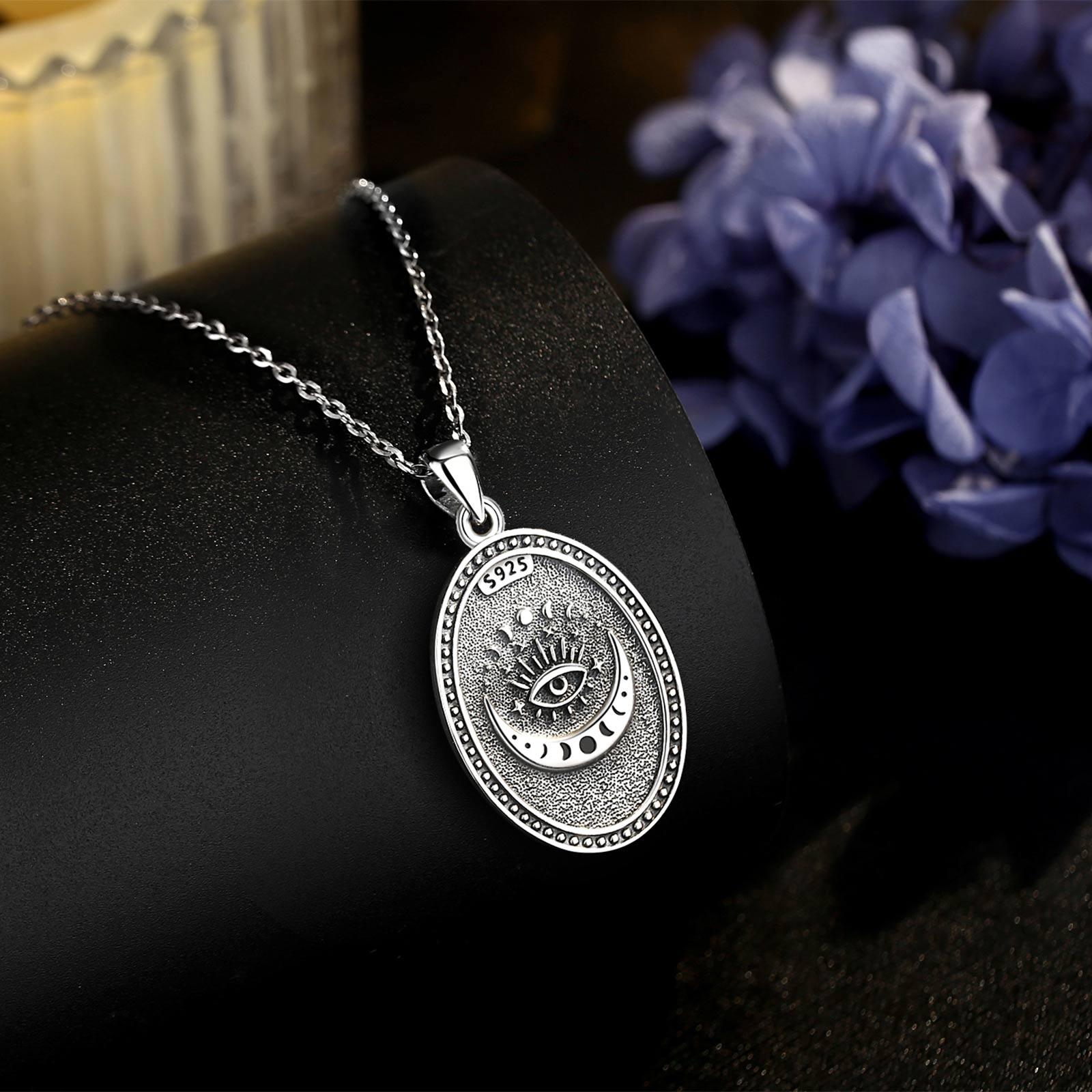 Eudora S925 Sliver Nox Goddess Necklace, Double Side Greek Mythology Feminine Pendant, Goddess of Night Protection Amulet for Women, Celestial Moon Stars Jewelry Nyx Hypoallergenic Eudora S925 Sliver Nox Goddess Necklace, Double Side Greek Mythology Feminine Pendant, Goddess of Night Protection Amulet for Women, Celestial Moon Stars Jewelry Nyx Hypoallergenic