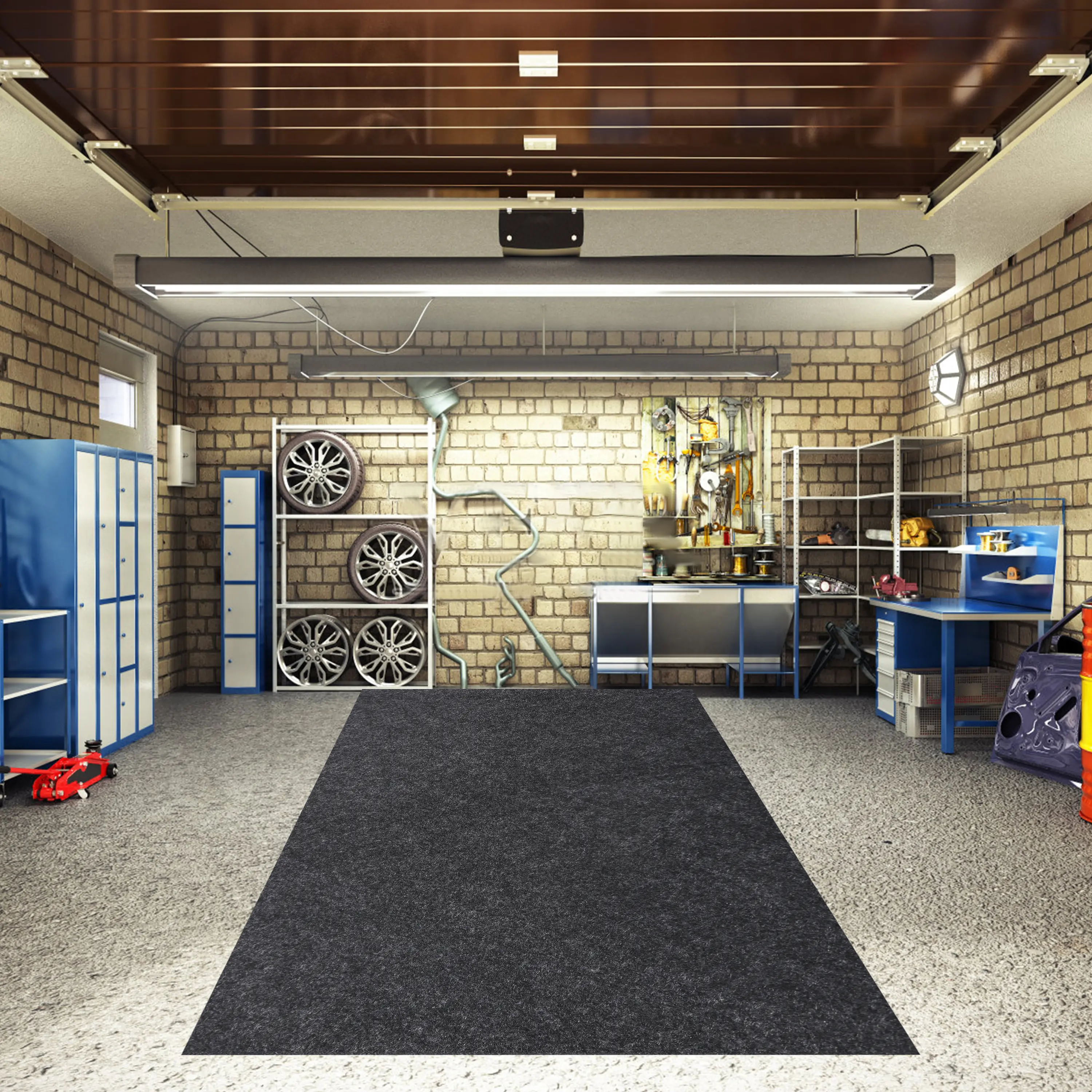 Garage Indoor Solid Floor Mat, 100in x 88in Oil-Resistant Absorbent Protective Mat for Concrete Floors, Trimmable Edges, Tools & Hardware Use