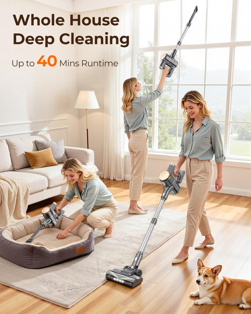 N8 Cordless Stick Vacuum Cleaner 25Kpa 40 Mins Runtime Lightweight Stick Vacuum,Self-Standing Rechargeable Vacuum Cleaners for Pet Hair,Carpet,Hardwood Floor N8 Cordless Stick Vacuum Cleaner 25Kpa 40 Mins Runtime Lightweight Stick Vacuum,Self-Standing Rechargeable Vacuum Cleaners for Pet Hair,Carpet,Hardwood Floor