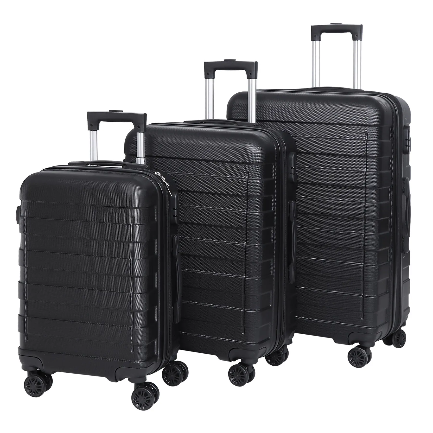 Segawe 3-Piece Expandable Hardshell Rolling Luggage Set - Durable ABS Plastic Lightweight Luggage with Spinner Wheels, 22.5/26.3/30 in H, Black, Expandable Rolling Luggage, Hardshell Luggage Set