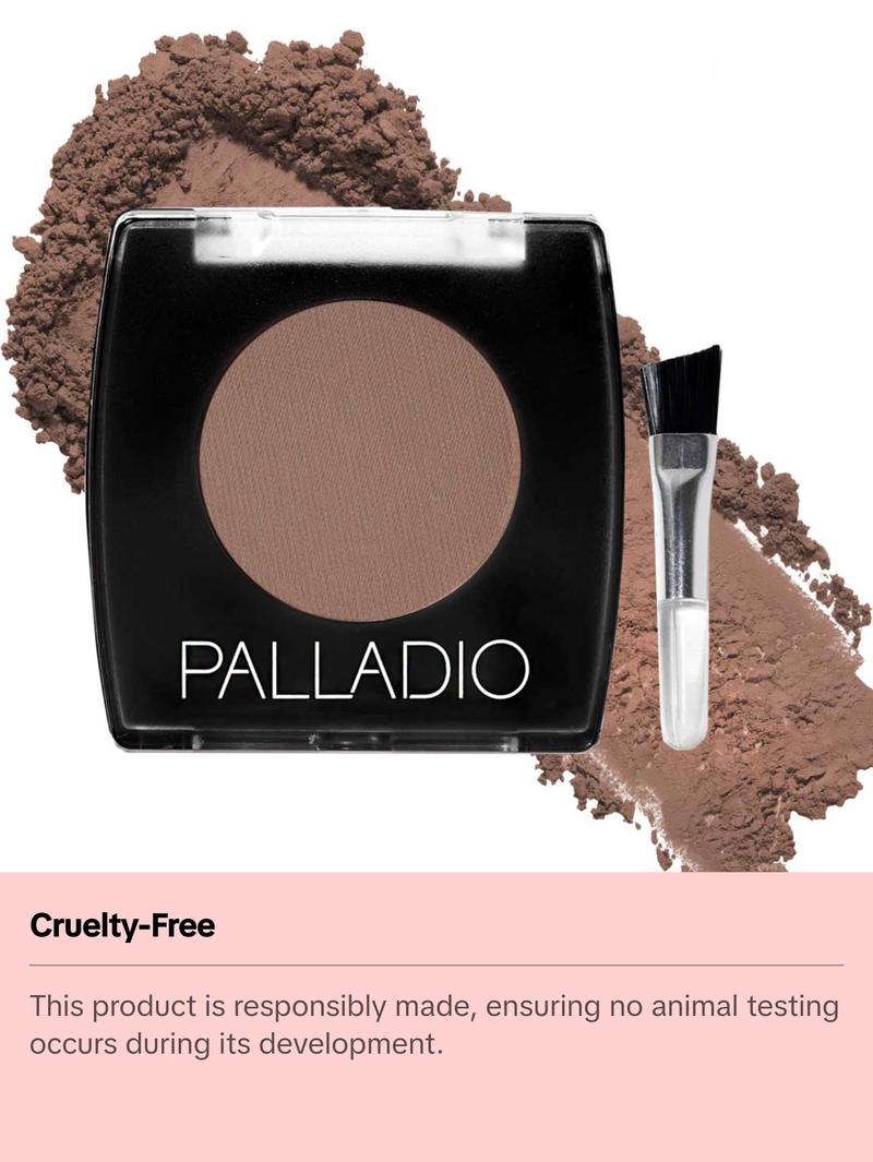 Palladio Brow Powder, Soft and Natural Formula, Includes Applicator Brush, 4 Shades Available, Travel-Friendly, Cruelty-Free, Paraben-Free, Gluten-Free, Vegan, Dark Brown
