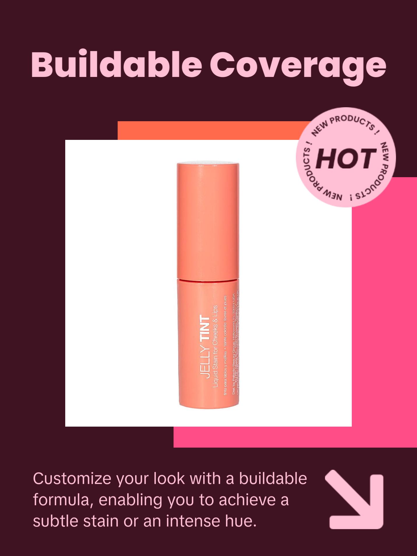 Palladio Jelly Tint, Liquid Stain for Cheeks & Lips, Vivid Color Lip Stain, Lightweight Non-Sticky and Transfer-proof, Natural Finish Makeup