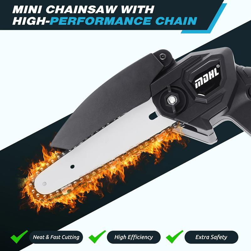 Compact Cordless Chainsaw, 6-Inch Portable Chainsaw, Battery-Powered 6-Inch Chainsaw, Handheld Electric Saw for Trimming Trees And Cutting Wood, Automatic Oiler for Branches, Yard, Home, Garden, Perfect Gift for Men, Spouse, Father,