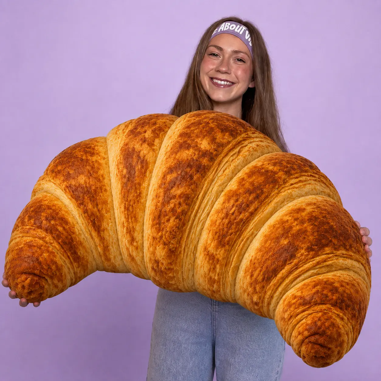 Large Croissant Pillow | All About Vibe – Life-Like 3D Croissant Throw Pillow | Funny Cozy Room Decor & Foodie Gift | Soft & Huggable, Made in USA