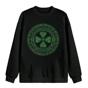 Comfy Long Sleeve Sweatshirt with Irish Blessing and Celtic 4 Leaf Clover Design