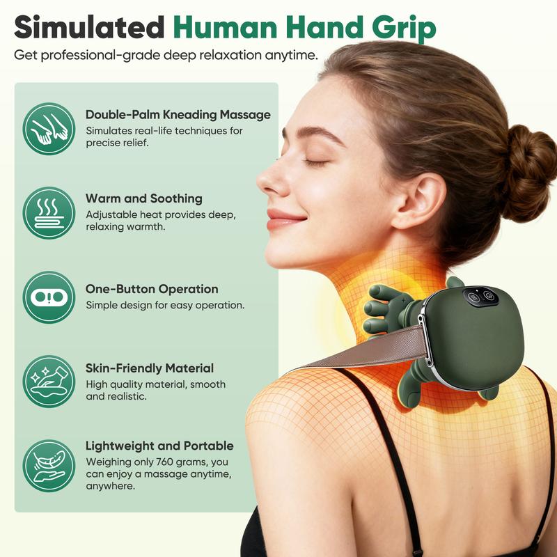 Shoulder Massager Electric Cervical Massager Bionic Hand Heating Wireless Portable 3D Kneading Massage for Neck Shoulders & Hands Unisex Lightweight & Adjustable Speed Settings