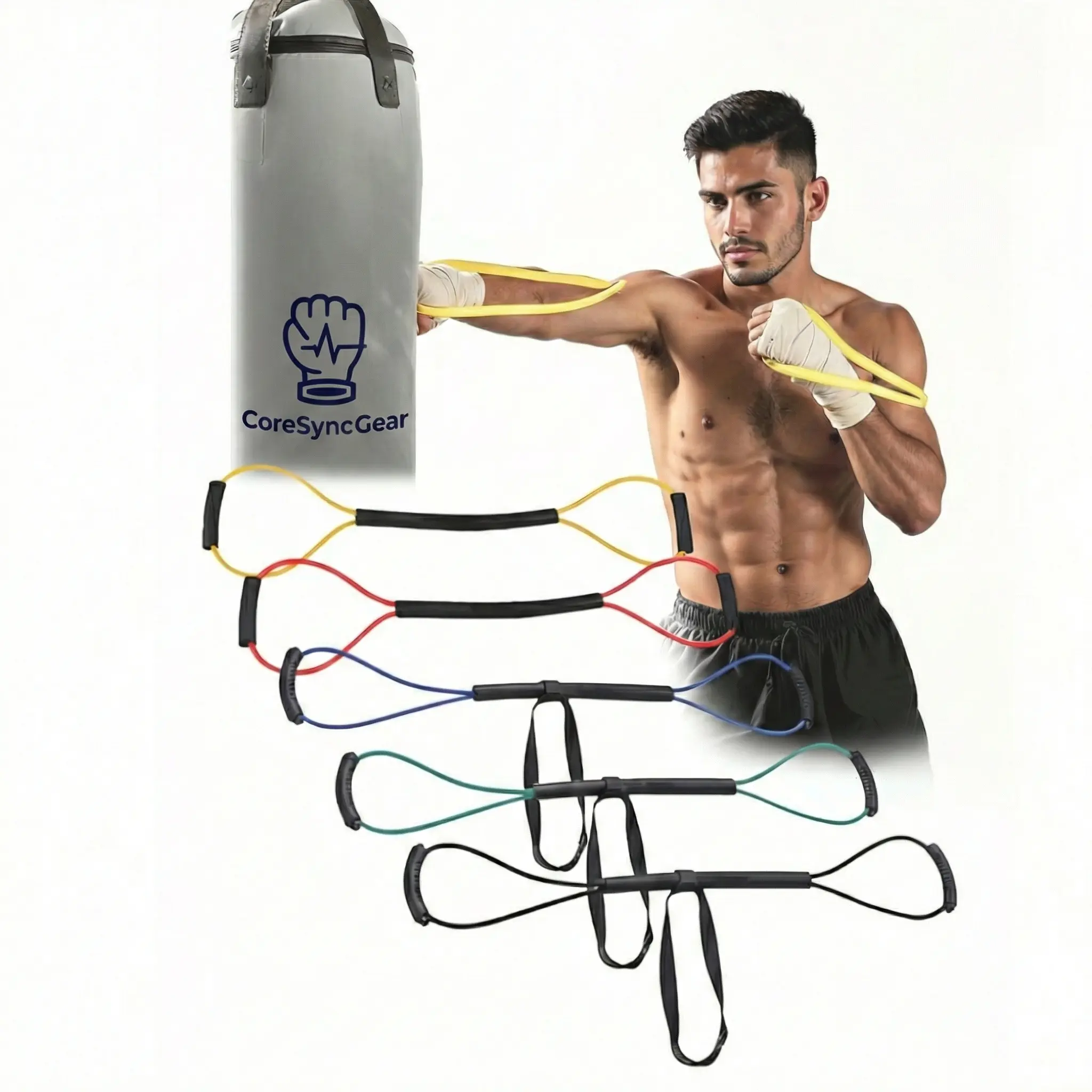 CoreSyncGear Boxing Resistance Band - Stock Up Mother's Day - Training Gear for Faster Punch Speed & Power - Full-Body Cardio Fitness Home Gym Workout Kit