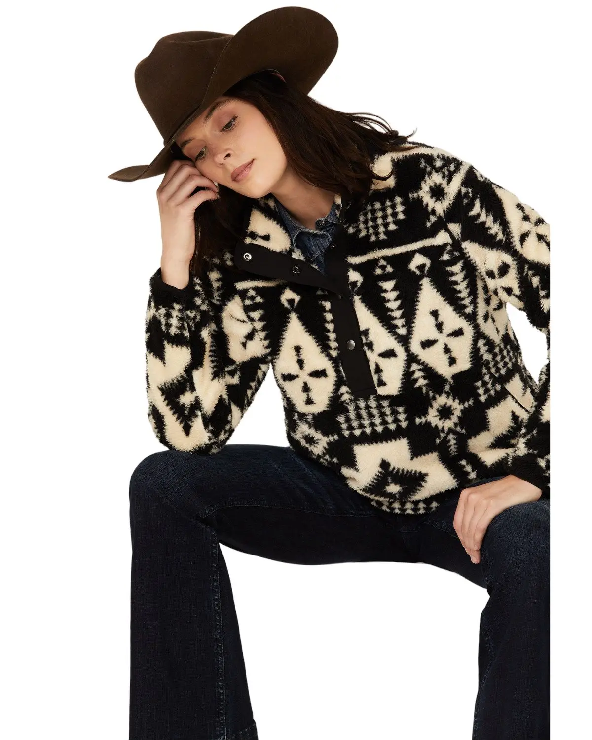 Ariat Women's Women'S Berber Southwestern Print Sherpa Pullover - 10053010