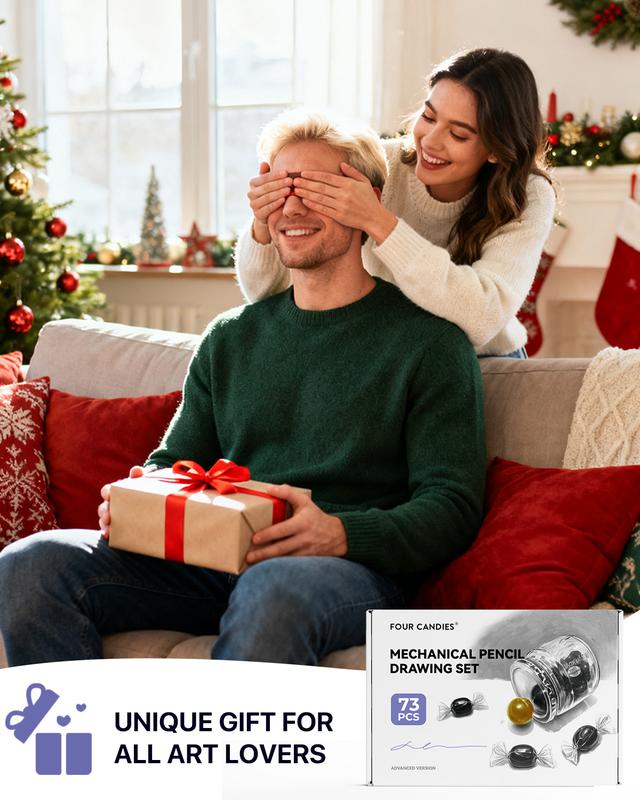 Four Candies 52/73PCS Advanced Art Supplies Drawing Kit with Fineliner Pens, Mechanical Pencils, 3-Color Sketchbook, Charcoal Sticks,Pastels for Sketching Drawing Comics Gifts for Professionals Artists,educational, Adults and Artists, Artist Drafting