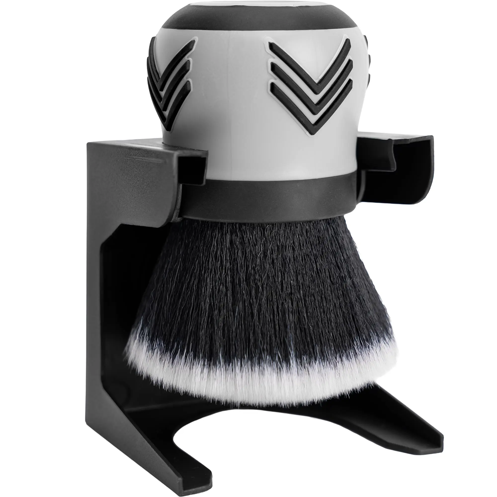 VIKING Car Cleaning Brush for Car Detailing Kit, Super-Soft Bristles for Interior Detail and Cleaning, 5 Inch Diameter, Black/Grey, Storage Stand Included