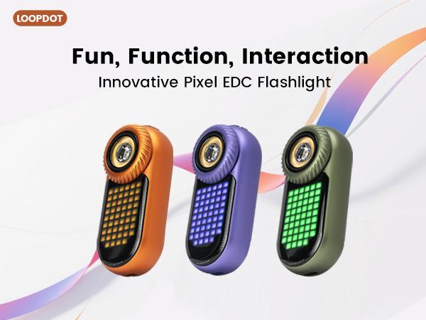 LOOPGEAR LOOPDOT Titanium EDC Flashlight | Mini Rechargeable Pocket Light with RGB Pixel Display, Adjustable Brightness, Interactive Modes & Premium Titanium Build