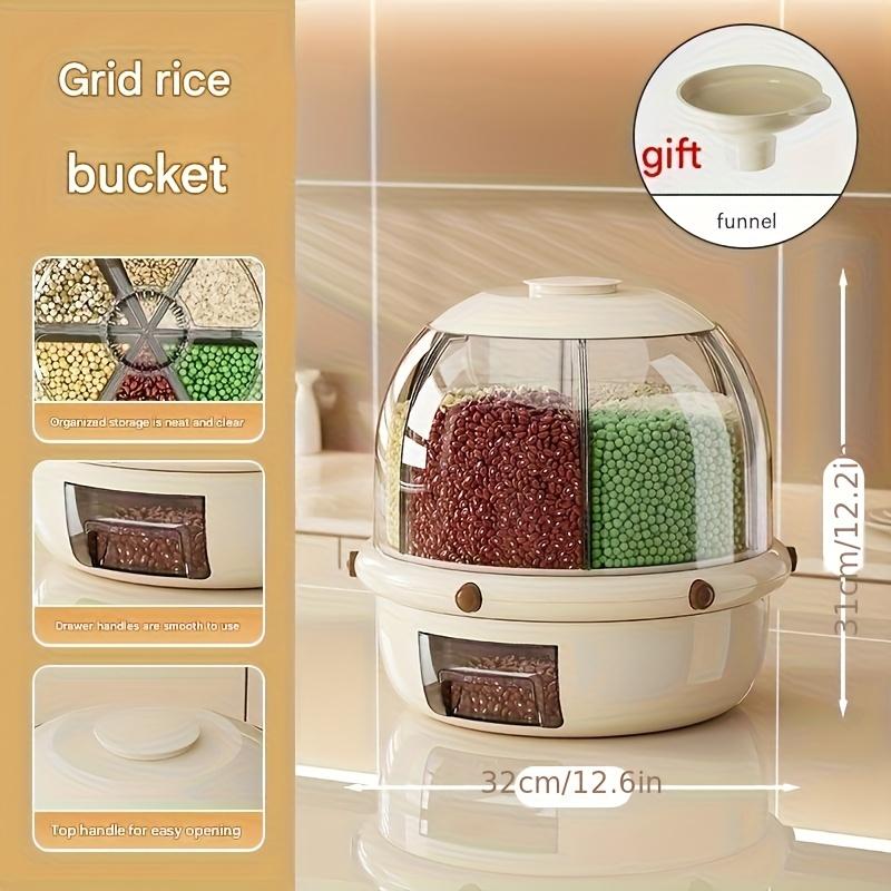 Household 1.5 Gallon Thickened Food Grade Plastic Pet 6 Grids Grain ...