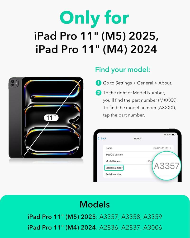ESR for iPad A16/10th Gen Case, iPad Air 11/13 inch Case, iPad Pro 11/13 inch case, Air 5th/4th Case, Removable Magnetic Cover, Ultra-Stable Case with Pencil Holder, 9 Standing Angles, Shift Series