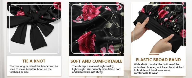 Satin Bonnet Bonnet for Sleeping Sleep Cap Double Layer Hair Bonnet with Elastic Tie Band for Curly Hair Night Cap Haircare