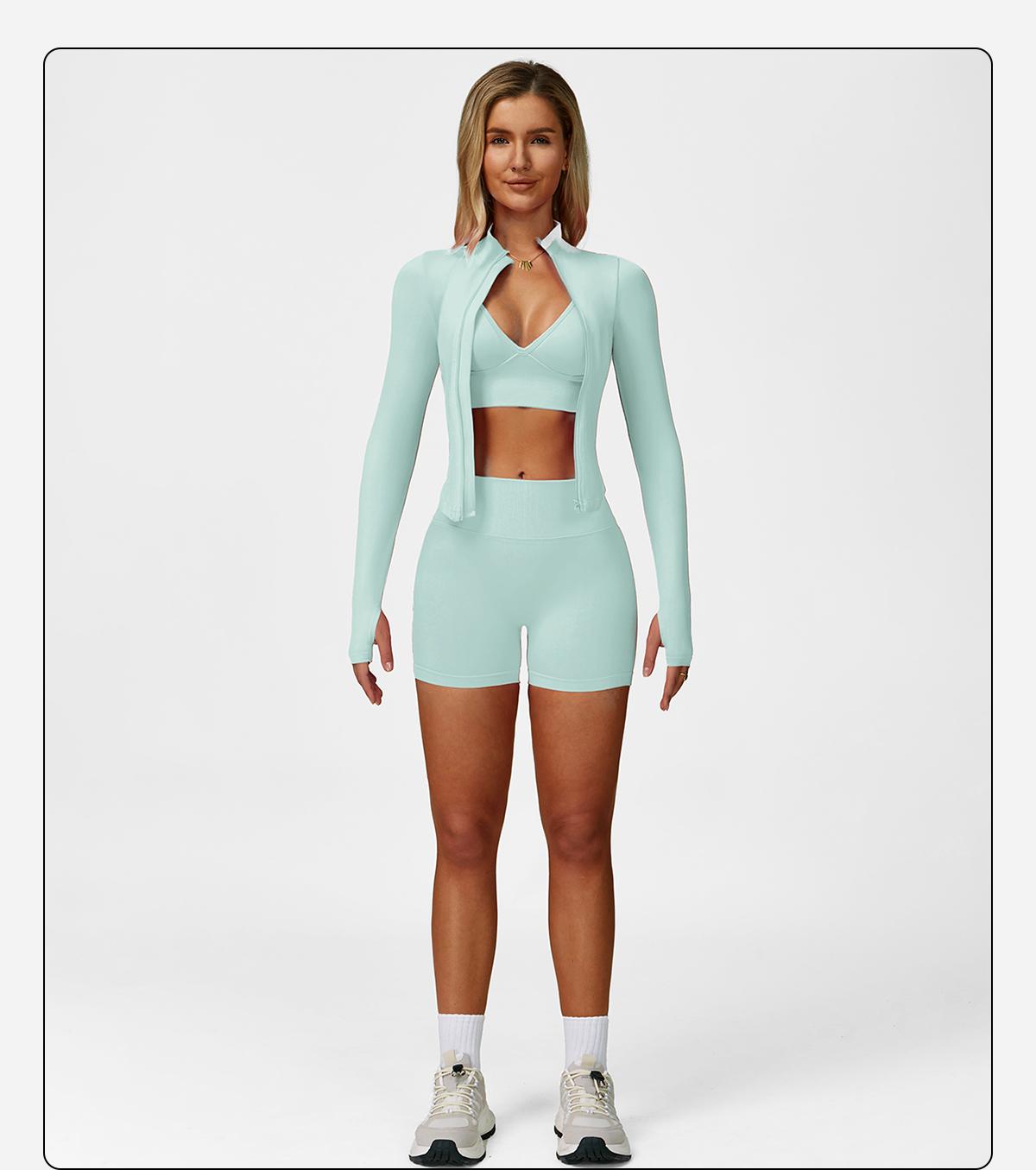 MFVIM Women's Sports Three-Piece Set Impact Compression High Waist Butt Lifting Yoga Pants for Running Yoga Everyday Workouts SpringStatements