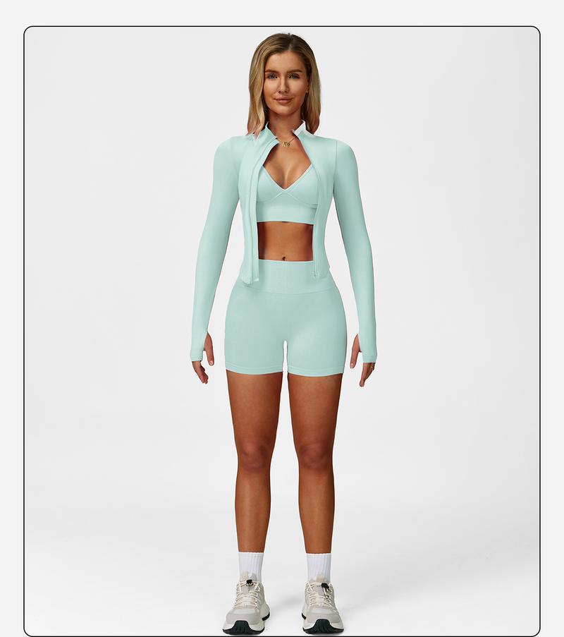 MFVIM Women's Sports Three-Piece Set Impact Compression Outdoor Fitness Running Activewear Versatile Everyday Workout High Waist Butt Lifting Yoga Pants