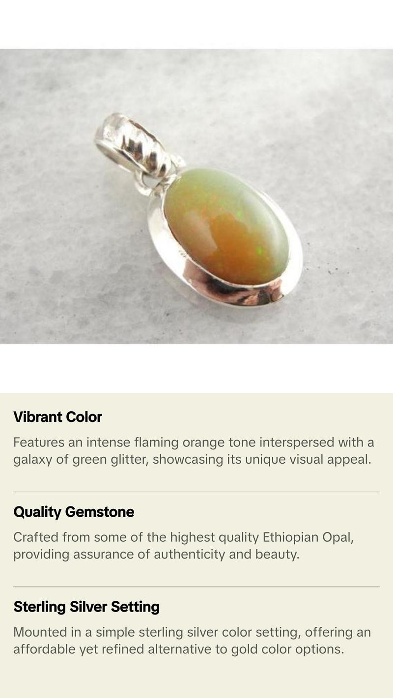 Orange Green Ethiopian Opal Pendant