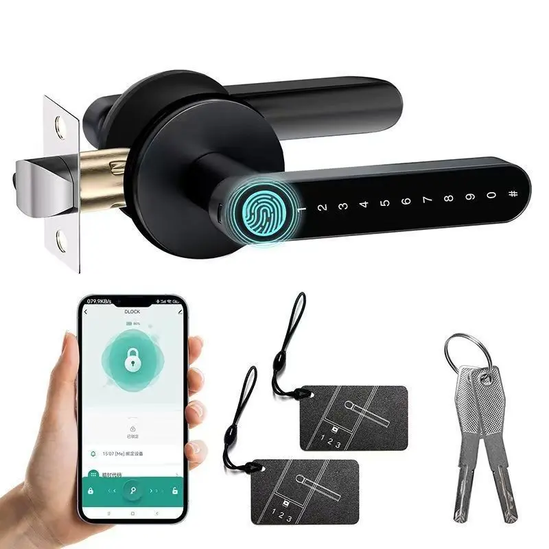 Smart Fingerprint Door Lock:Fingerprint Door Knob-Biometric 4-in-1 Finger Print Door Lock-Smart Door Knob for Bedroom-APP Control-Easy Installation