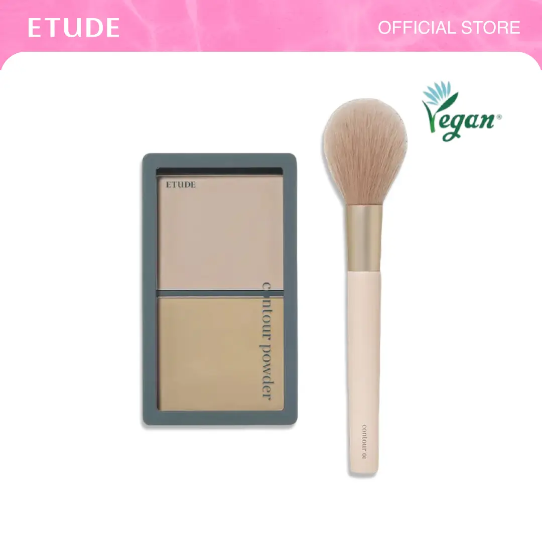 [ETUDE Official] Contour Powder #03(Illuminator) & Brush Set | Bronzing Contour | Easy to Use K-Beauty Contour Kit | Long Lasting Natural Look | Natural Shadow Contour