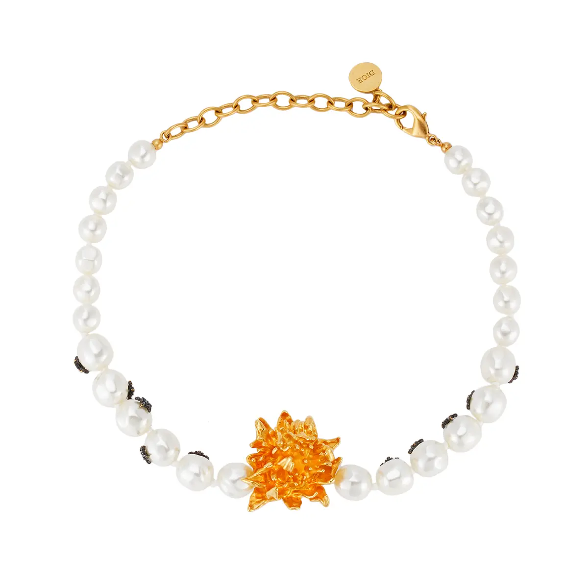 Pre-owned Dior Necklace Gold Acrylic Conventional Jlp008377