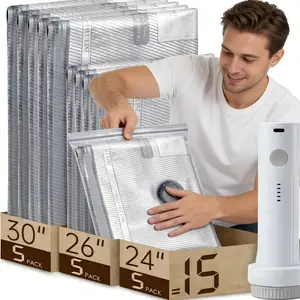 [2026 Upgraded] Cordless Travel Vacuum Bag Set- 15/30/ Pac Compression Bags for Carry-OnSuitcases - USB Rechargeable Handheld Pumpwith Built-In Battery - Space Saver for Clothes &Packing, Zipper Pouches Durable, LightweightOrganizer Fitting Cover