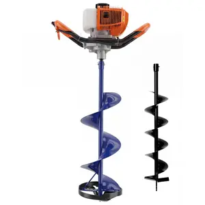 Garvee 2-in-1 Gas Powered 52CC 2-Stroke Ice Auger and Earth Auger Kit with 10" Ice Drill and 5.9" Ground Drill Bit for Ice Fishing and Post Hole Digging, EPA Certified