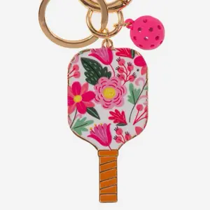 Pickleball Keychain | Bag Charm | Pink Floral