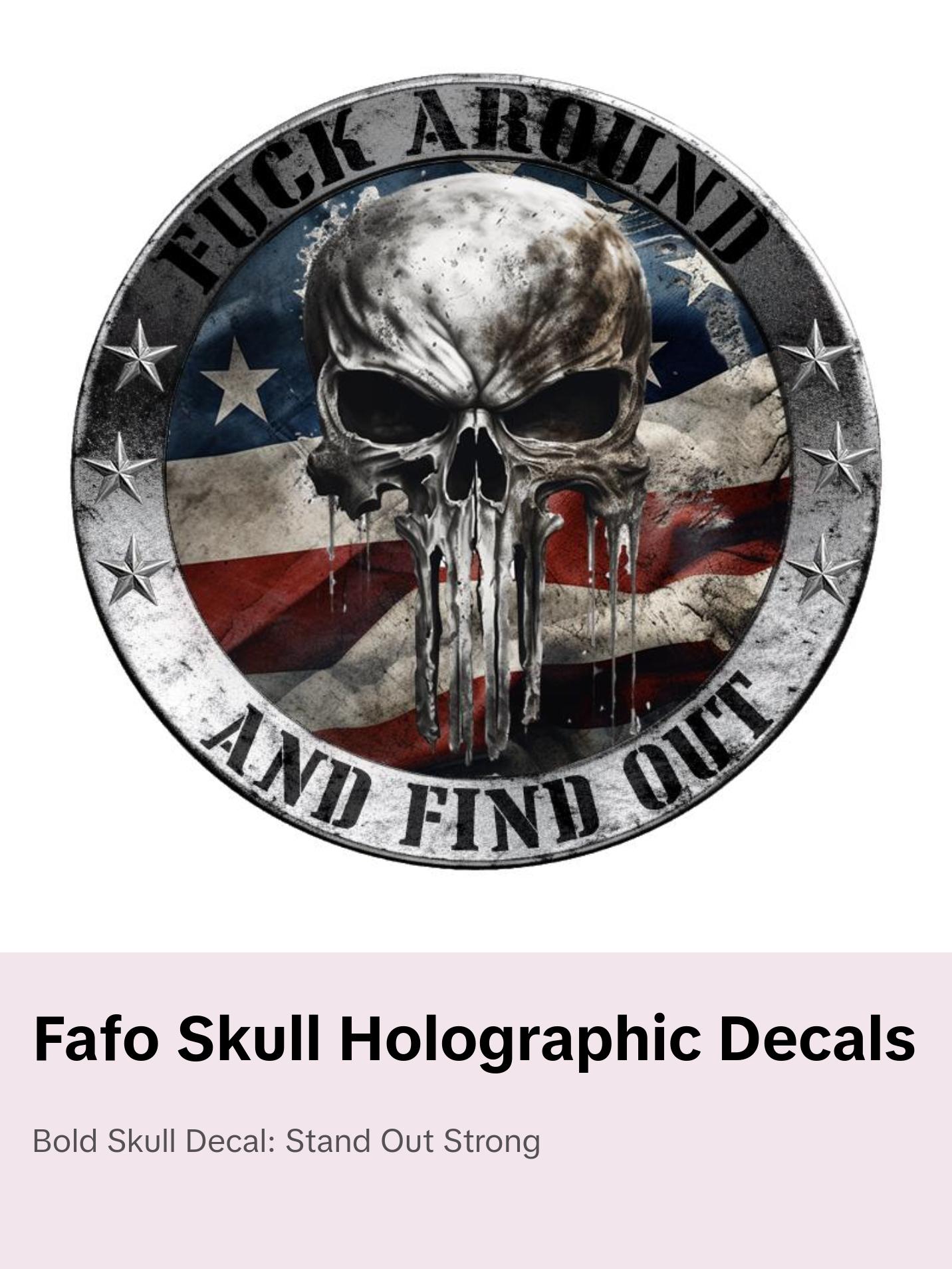 FAFO Skull Holographic Decal - FAFO Decal Sticker for Your Car or Truck, Laptop 5 INCH 2 PACK