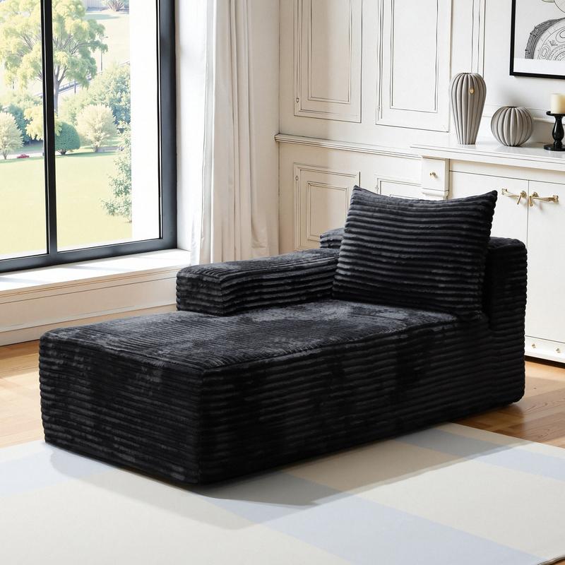 Extra-Large Boneless Cloud Chair Comfy Modern Foam Sofa Bed Modern minimalist black velvet lazy person’s sofa, modular design, no armrests, single-seat recliner.