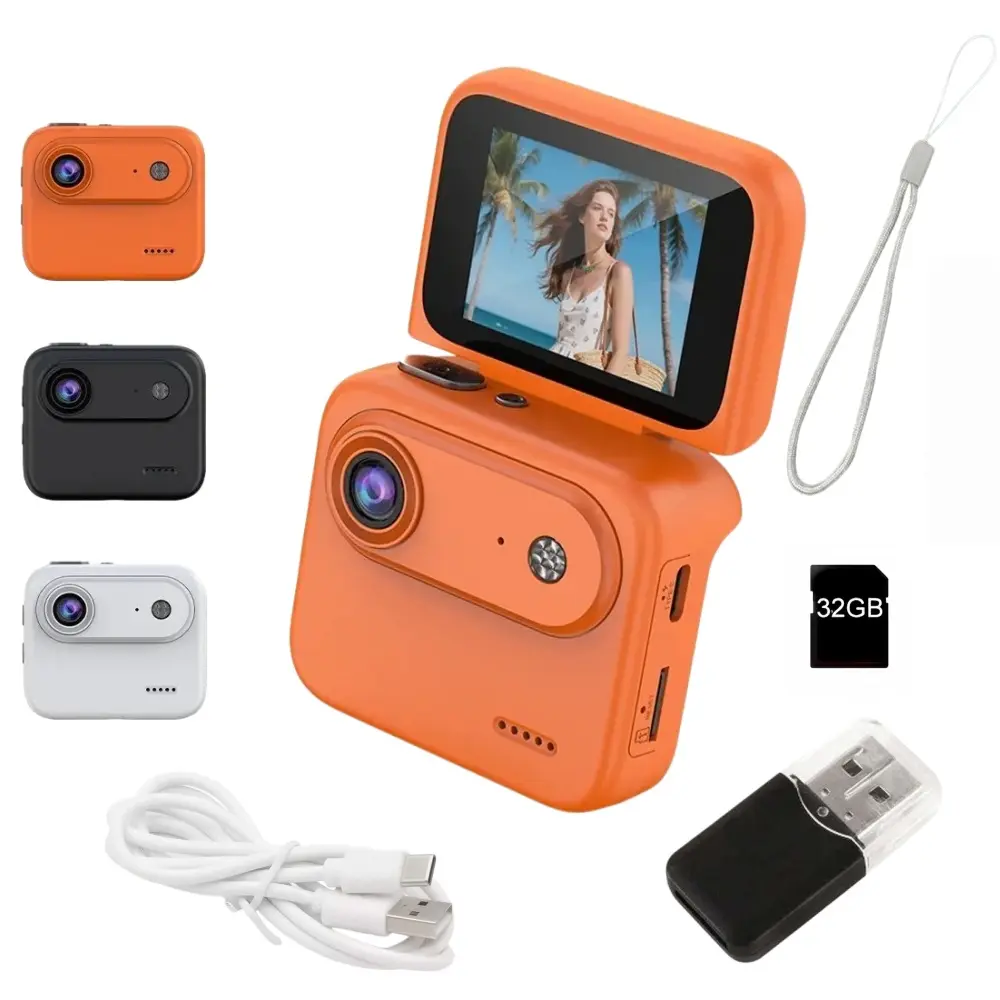 32GB Action Camera 1080P with Flip Screen, Multi-Functional Vlogging Video Camera, 1080P Action Cam for Cycling, Skydiving & Pov Adventures, Vlogging Camera Recorder