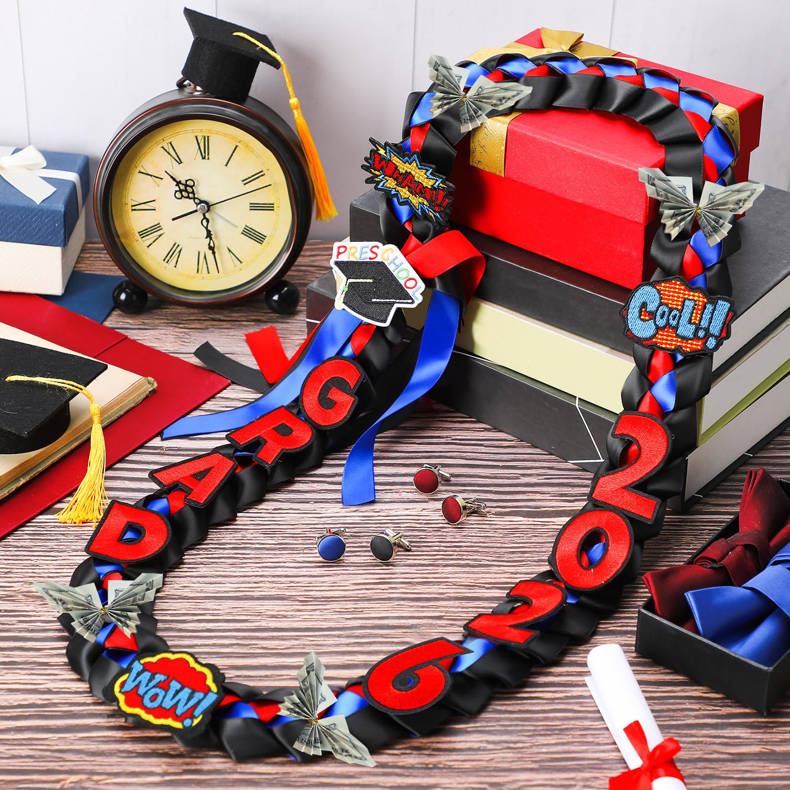 Kids Graduation Leis Class of 2026 Necklace Ribbon Leis 47 inches Double Braided Preschool Graduation for Preschool Kids Students Teachers Boys Girls for Graduation Ceremony Party Celebration Graduation Campus Supplies Pretty Bracelet Costume