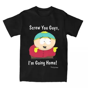Southpark Eric Cartman Men T Shirt Screw You Guys I'm Going Home Funny Tee Shirt Short Sleeve Round Neck T-Shirts 100% Cotton1