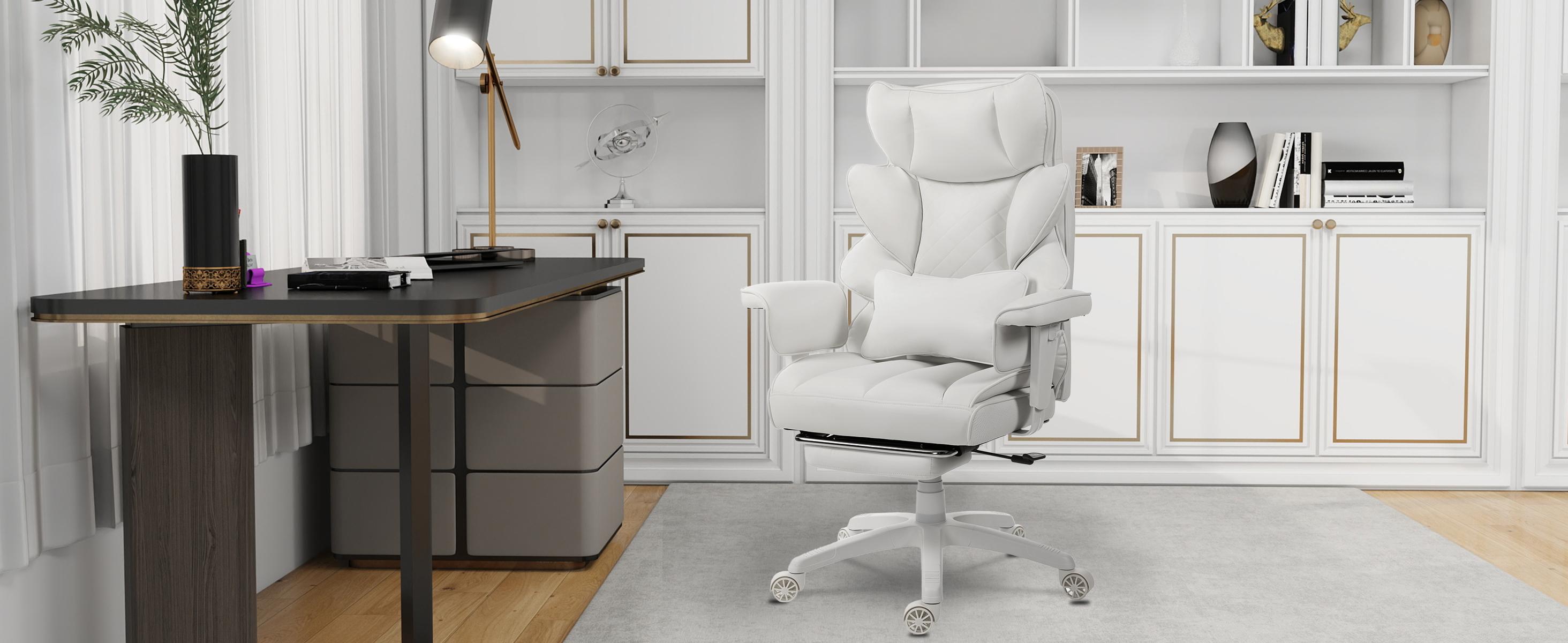 Dowinx Big and Tall Executive Office Chair with Pocket Spring Cushion, High-Back Ergonomic Gaming Chair with Adjustable Lumbar Support, 3D Armrests & Retractable Footrest