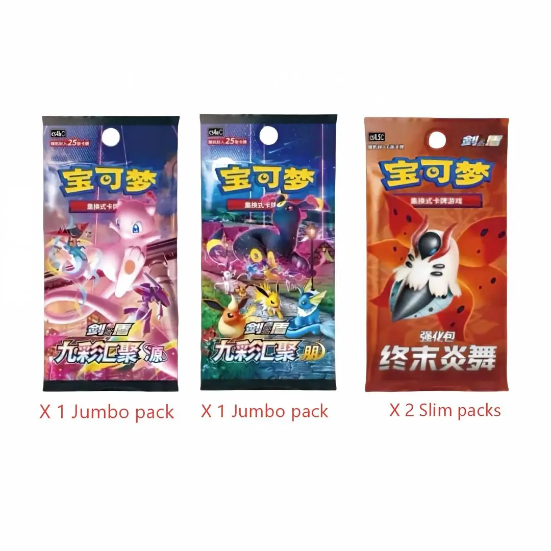 【No Box-Only Four packs】Pokémon Trading Card Game (TCG) Display Combo Set Mew & Umbreon