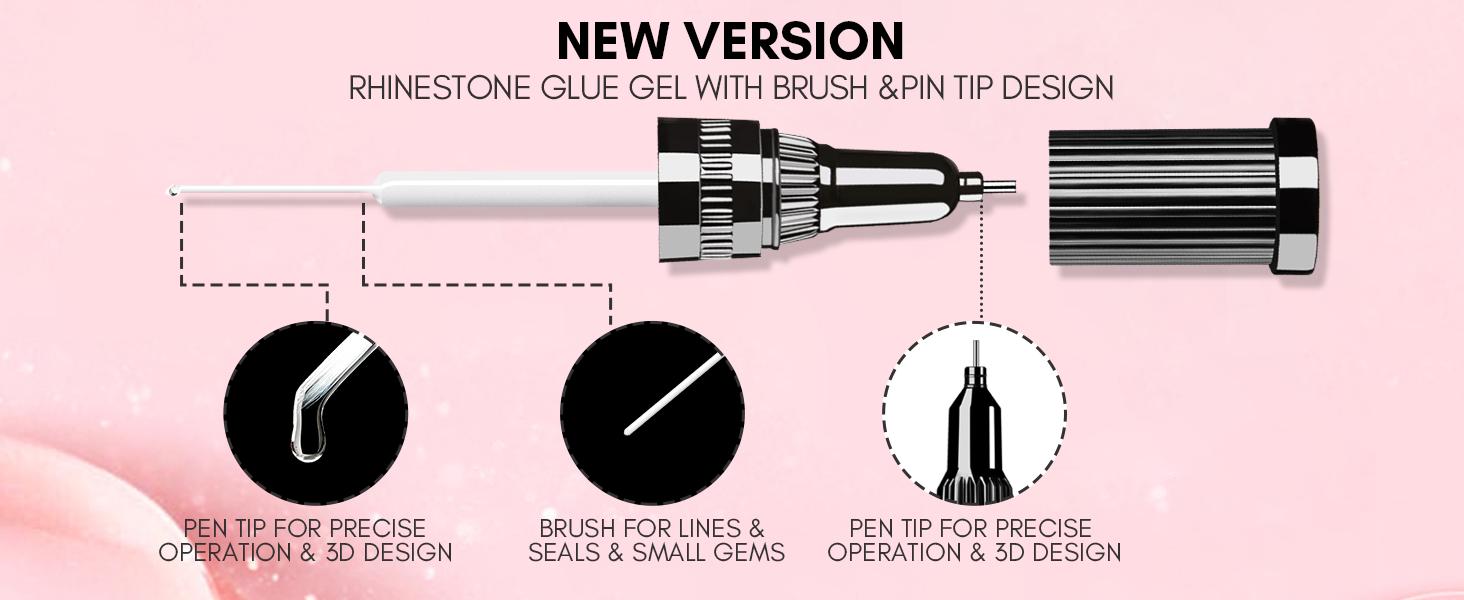 Makartt Nail Rhinestone Glue Set, Gel Nail Glue for Rhinestones for 3D Design Super Strong Adhesive Nail Gem Glue for Valentine's Day Nail Art Jewel Crystal Beads Diamonds 15ml&8ml Cured Need Nail Care Nail Polish
