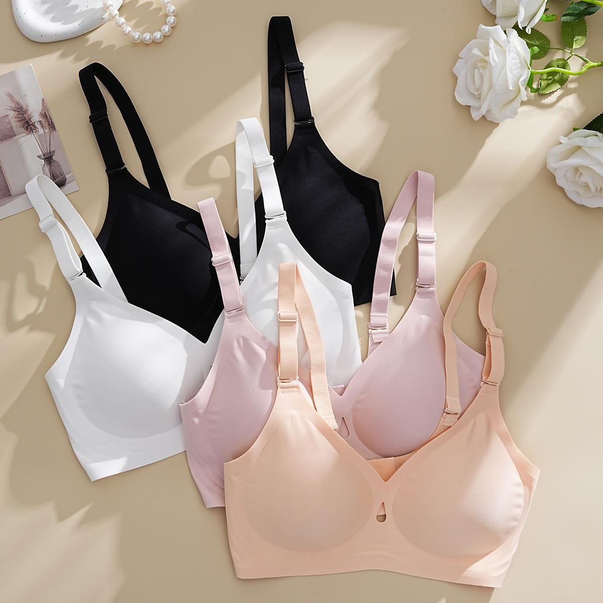 FINETOO Seamless Cute & Sexy V-Neck Bra for Women — Wire-Free, Padded, Soft Support, Full Coverage Comfort, S-2XL Everyday T-Shirt & Commute Bra SpringStatements
