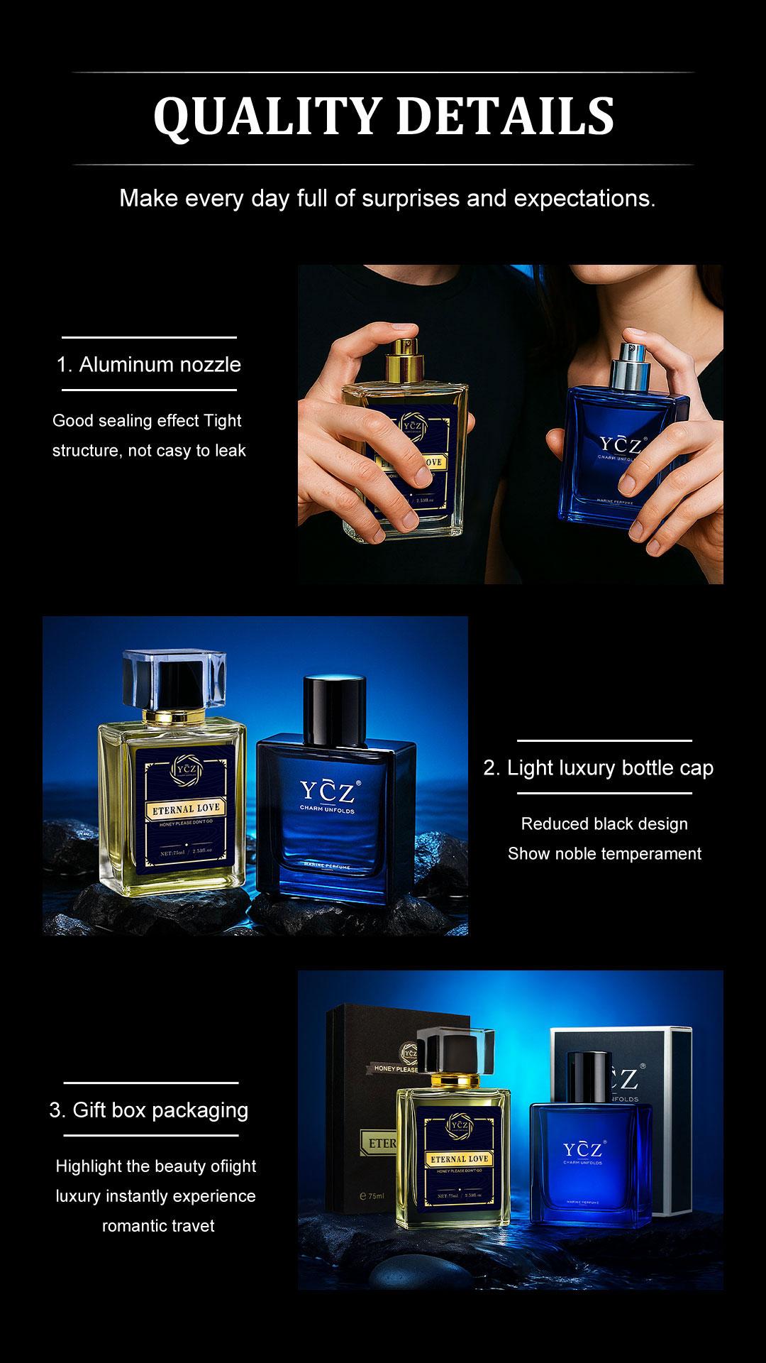 YCZ Men's Premium Cologne Set Eternal Love 75ml & Midnight Marine 50ml Aromatic Woody Scent Long-Effect EDP Unisex Fragrance for Clubbers Perfume Scented Perfume Oil Concentrated Perfume Pack
