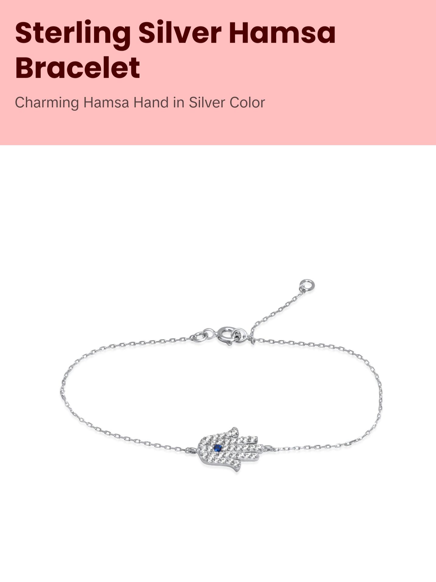 Sterling Silver Hamsa Bracelet - Charming Hamsa Hand Bracelet