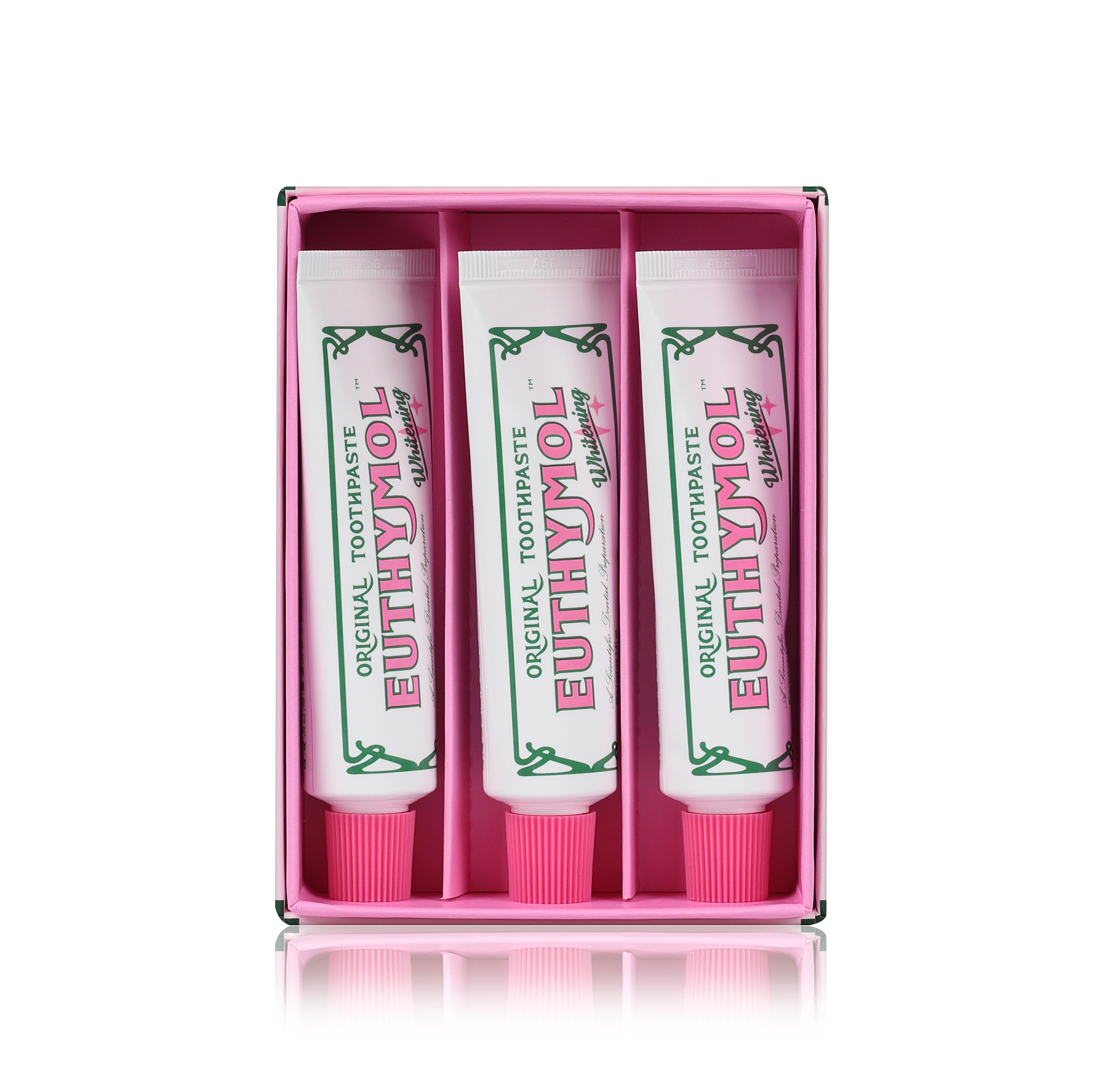 Euthymol Whitening Toothpaste Holiday Gift Set (3 Pack), Holiday Gift Set, Holiday Mini Set, Christmas Kit, Travel Size, Bad Breath Care, Oral Freshness, 1.4fl oz