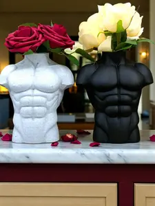 Male Body Sculpture Vase: Modern Fitness Decor Centerpiece